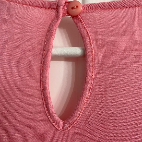 Warehouse Size 10 (UK14) Pink Short Sleeve Scoop Neck Lace Front Knit Back Lined - Picture 8 of 10
